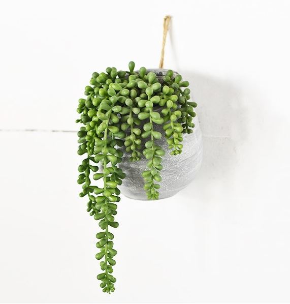 Faux Bean Leaves in Hanging Pot