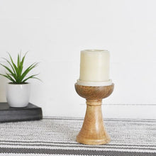 Load image into Gallery viewer, Wood and Marble Candle Stand
