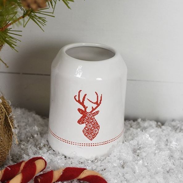 Reindeer Holiday Vase