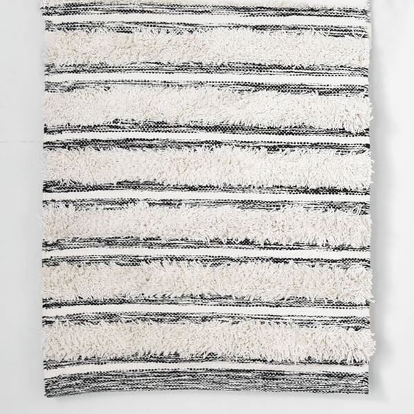 Grey and White Striped Rug